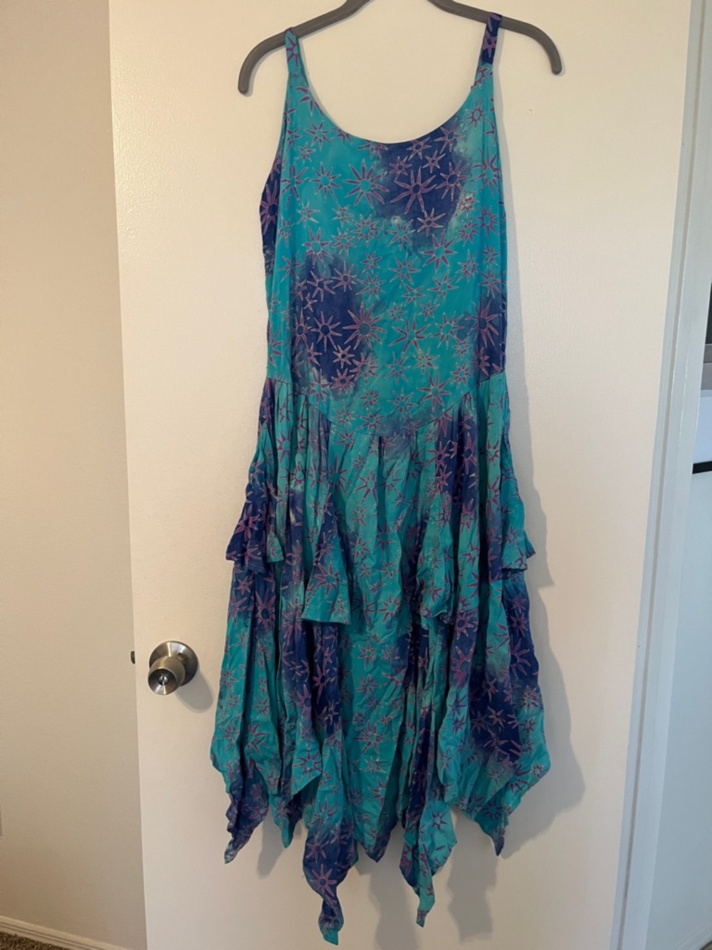 90’s Turquoise Starburst Print Tank Dress